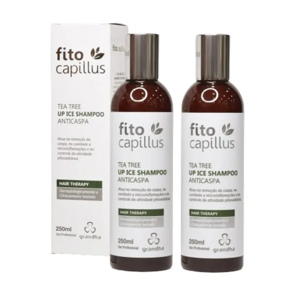 2 Shampoo para Caspa, Seborreia e Oleosidade Fito Capillus Tea Tree Up Ice Anticaspa Grandha 250ml