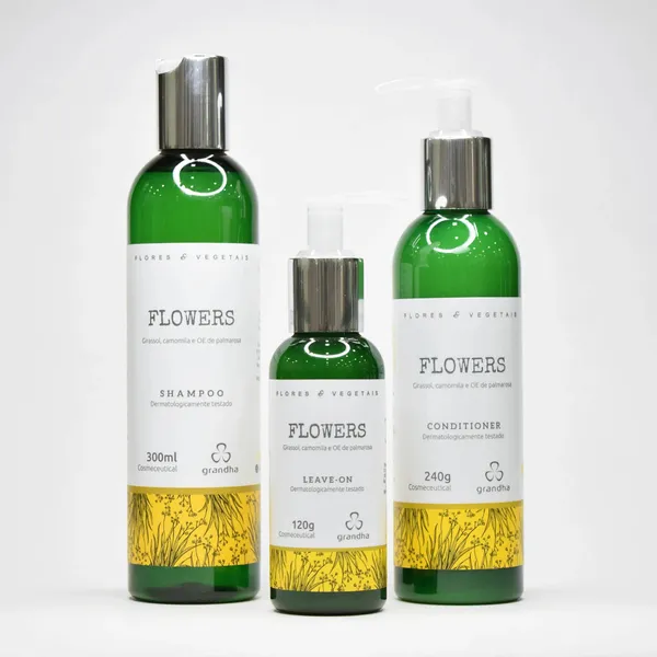 Kit Flowers Flores e Vegetais para Cabelos Finos e Delicados Suaviza o Couro Cabeludo
