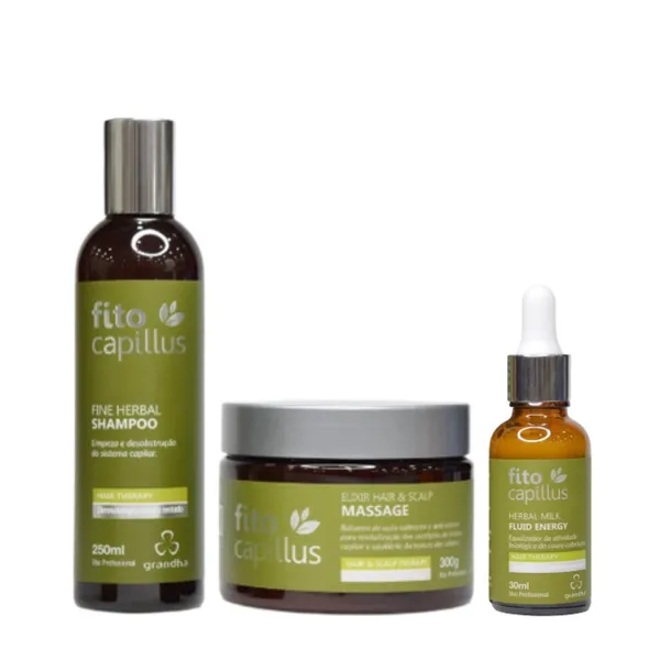 Kit Terapia Capilar Fito Capillus Herbal Shampoo + Máscara + Tônico