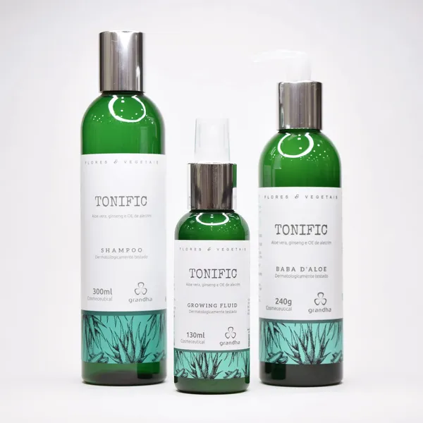 Shampoo Condicionador e Leave on -  Kit Tonific Flores & Vegetais Granda p/ Fortalecimento dos fios
