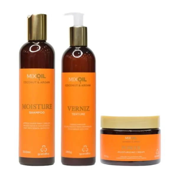Shampoo e Condicionador + Máscara Mix Oil Pós Praia e Piscina Hidratação Coco e Argan