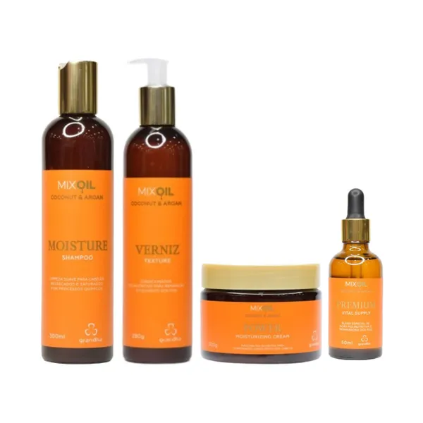 Shampoo e Condicionador + Máscara + Oil Premium Mix Oil Coconut Argan Pós Praia Piscina