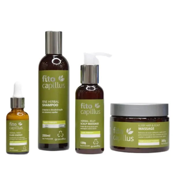 Kit Fito Capillus Herbal Reparação do Couro Cabeludo 4 Produtos Terapia Capilar