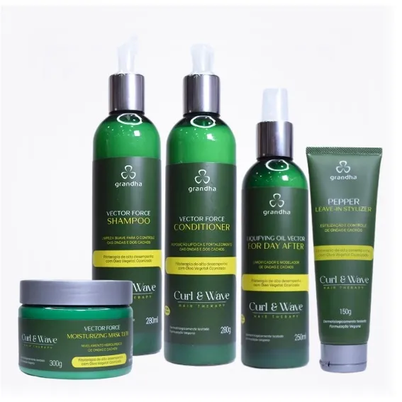 Kit completo para Cabelos Cacheados e Crespos Vector Force Curl & Wave Hair Therapy 5 Produtos