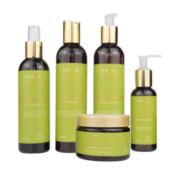 Kit Mix Oil Pistachio & Macadamia Nutrição e Hidratação Capilar Óleo de Pimenta Rosa