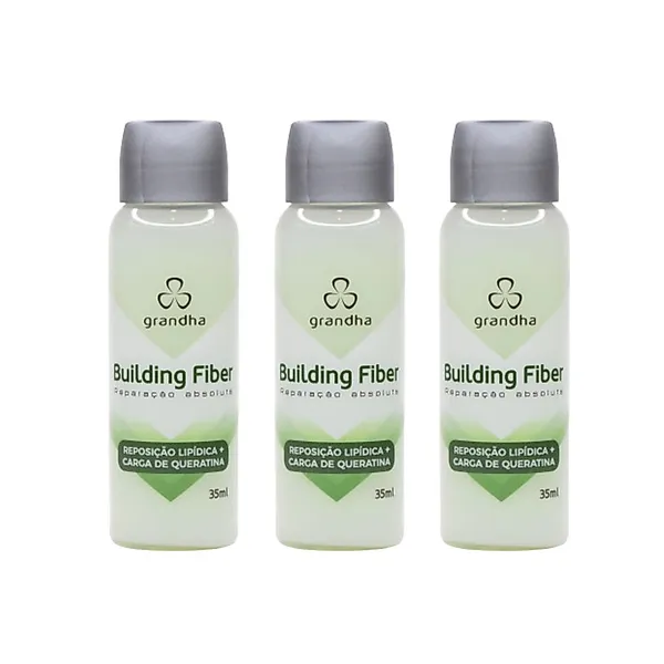 03 Building Fiber Carga de Queratina c/ 18-MEA 35ml cada Restaurador Capilar Alto Desempenho