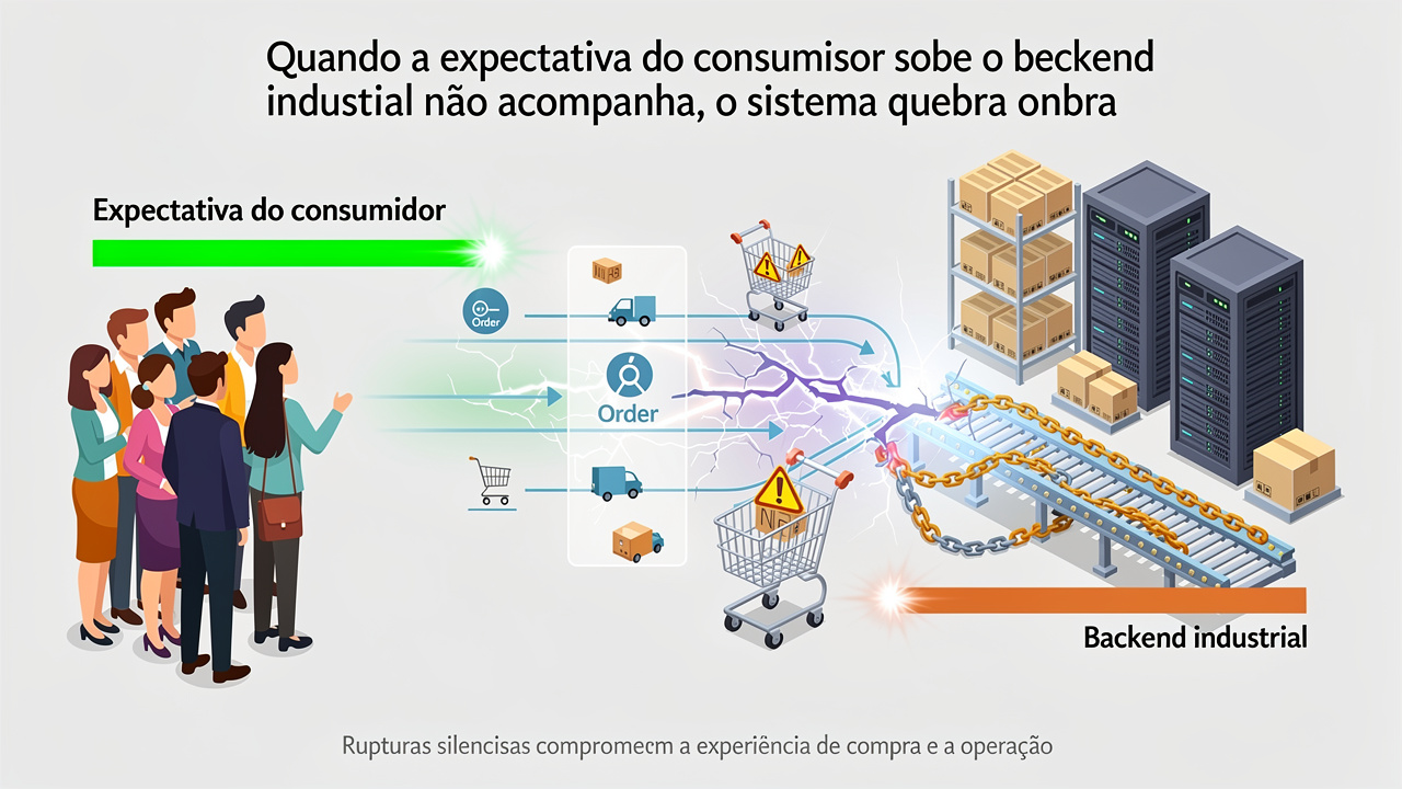 Quando a expectativa do consumidor sobe e o backend industrial não acompanha, o sistema quebra