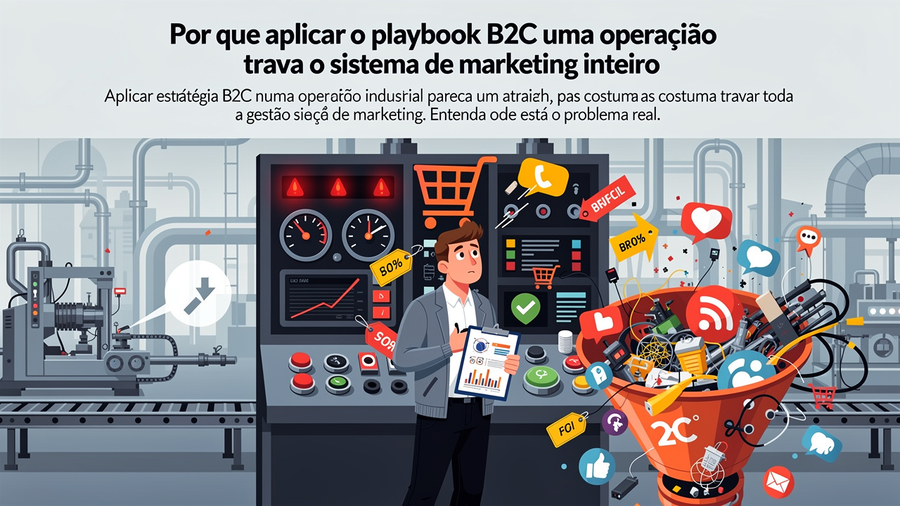 Por que aplicar o playbook B2C numa operação industrial trava o sistema de marketing inteiro