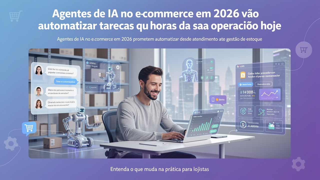 Agentes de IA no e-commerce em 2026 vão automatizar tarefas que tomam horas da sua operação hoje