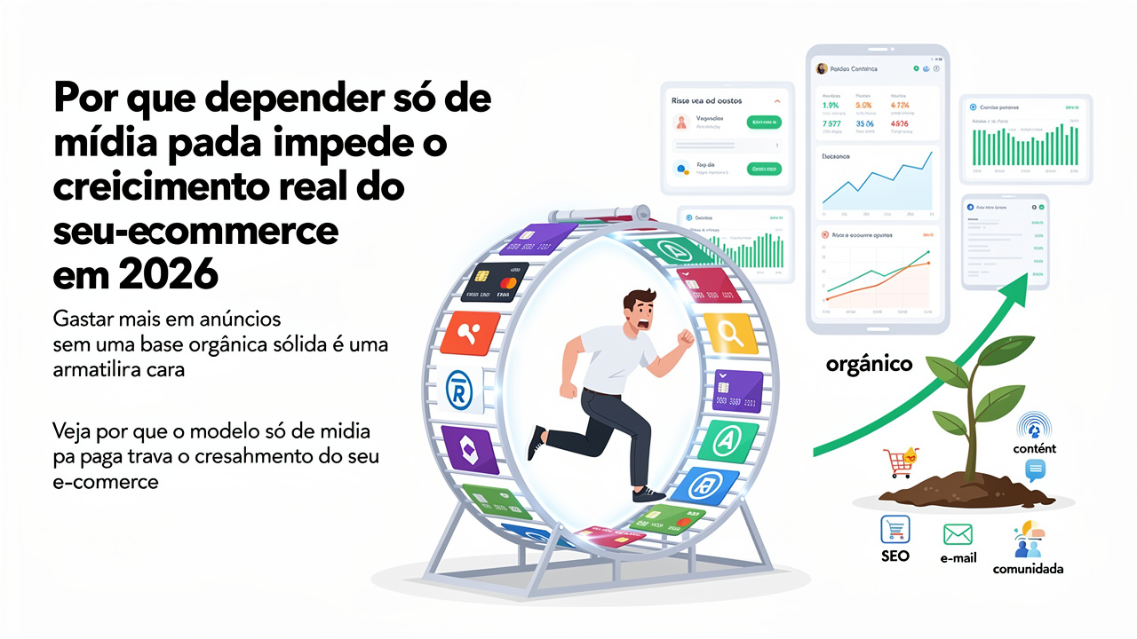 Por que depender só de mídia paga impede o crescimento real do seu e-commerce em 2026