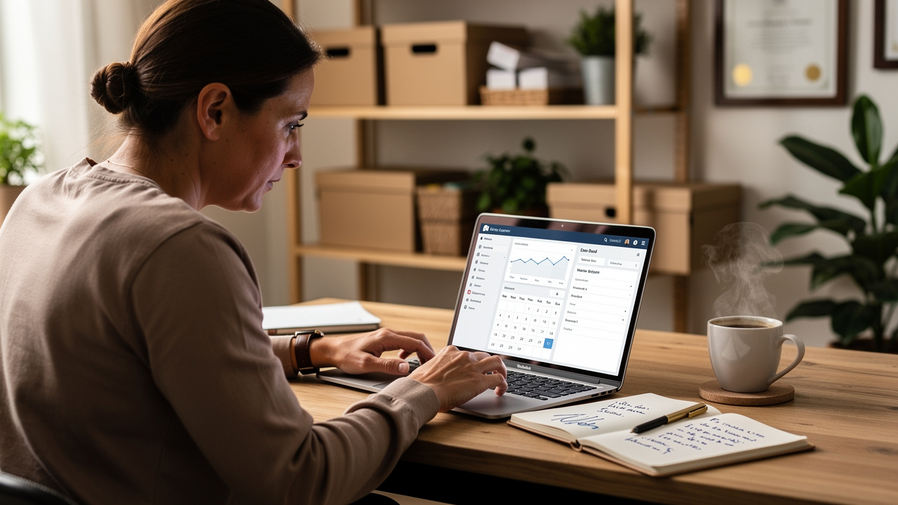 Empreendedor de e-commerce trabalhando em seu notebook para planejar uma campanha de e-mail marketing