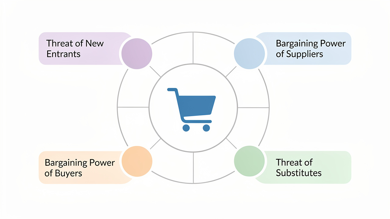 Diagrama das cinco forças competitivas de Porter aplicado ao e-commerce