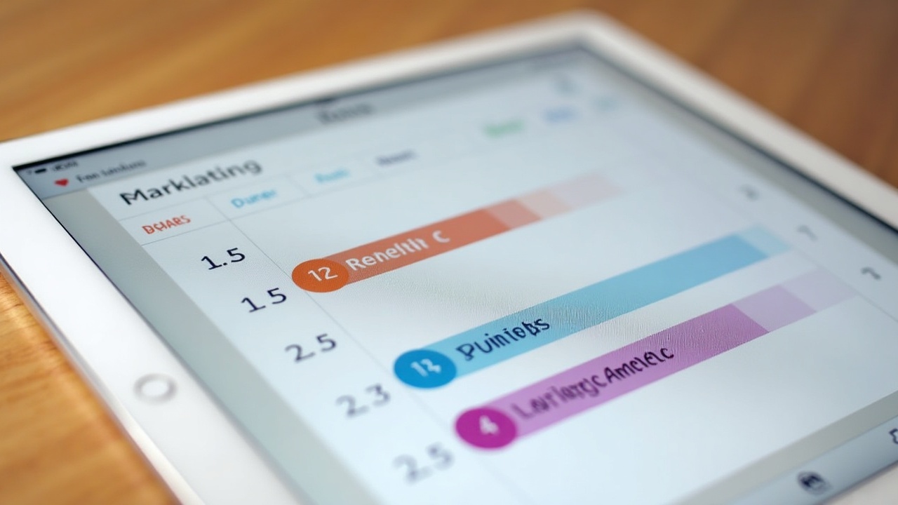 Tela de um tablet exibindo um calendário digital com blocos de tempo coloridos para organizar as tarefas do dia