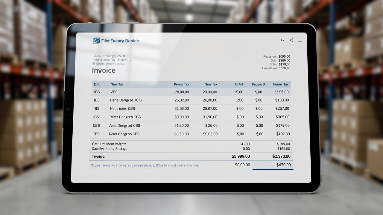 Detalhe de uma nota fiscal digital em um tablet mostrando</div><section class=