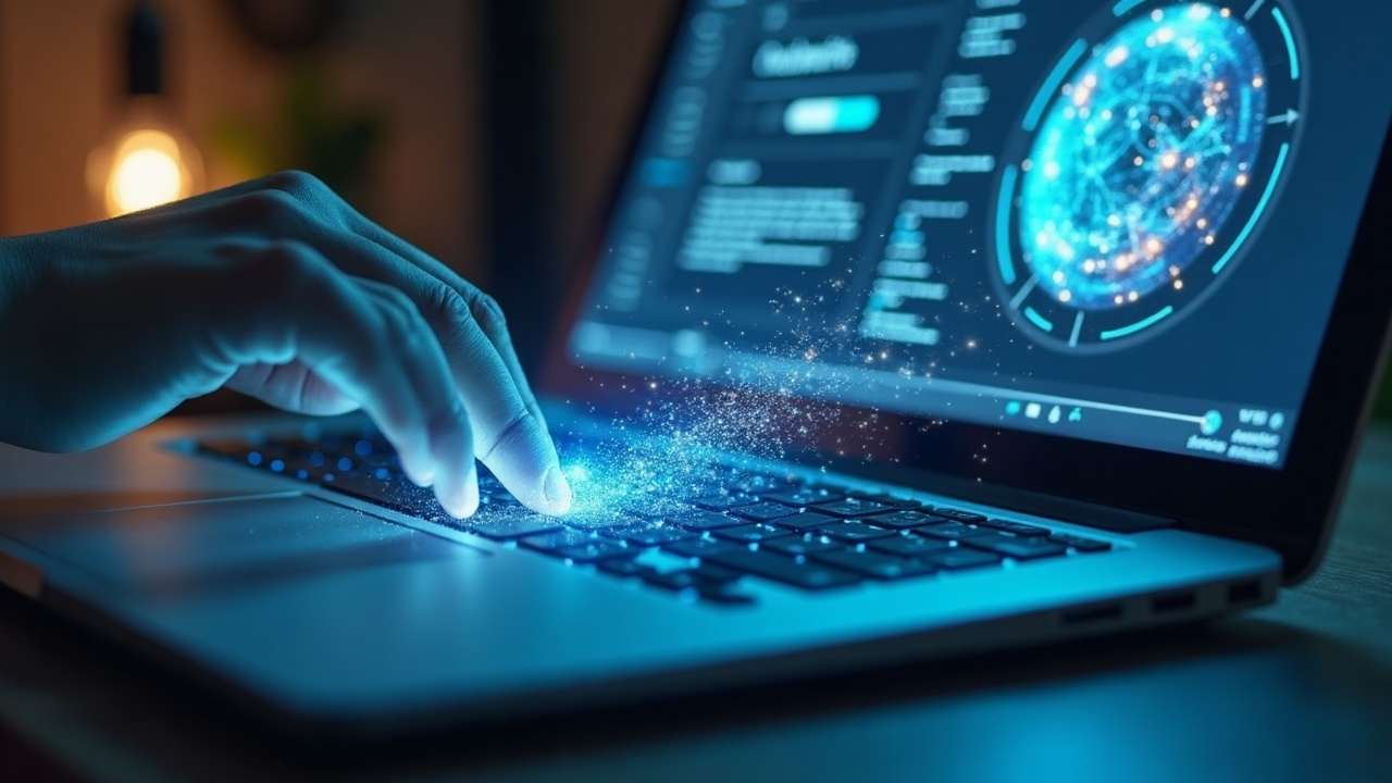 Tela de computador exibindo uma página de produto sendo preenchida automaticamente com texto otimizado por inteligência artificial