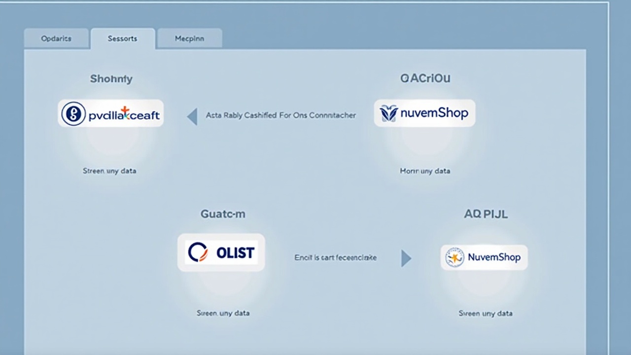 Painel de controle da plataforma Ascendly mostrando integrações ativas com diversas plataformas de e-commerce e marketplaces.