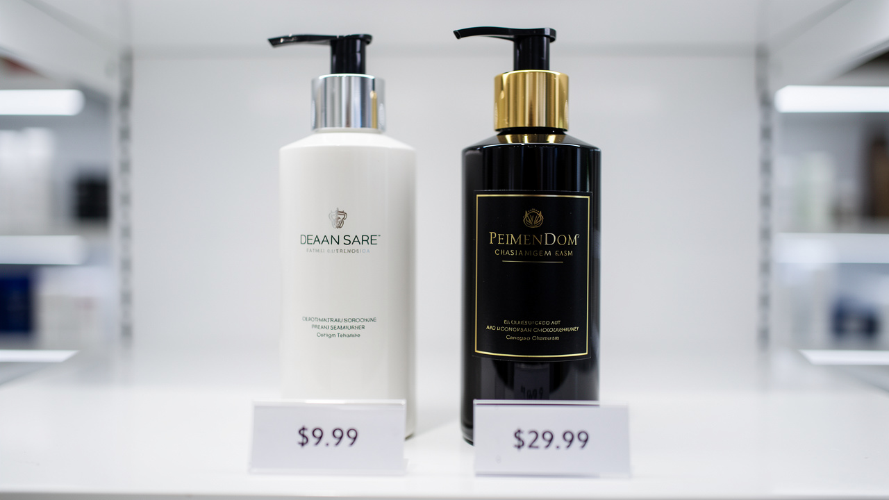 Dois produtos similares em prateleira, com preços diferentes por força da marca