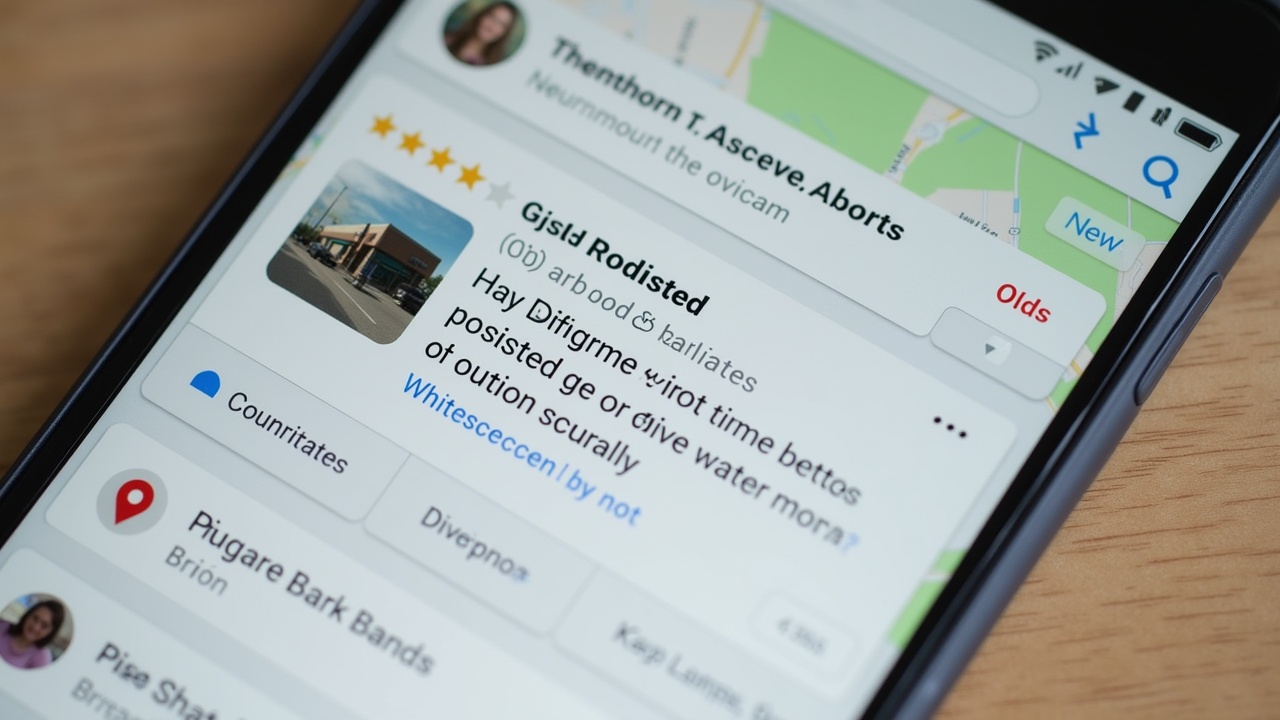 Tela de celular mostrando avaliações positivas de clientes para um negócio local no Google Maps.