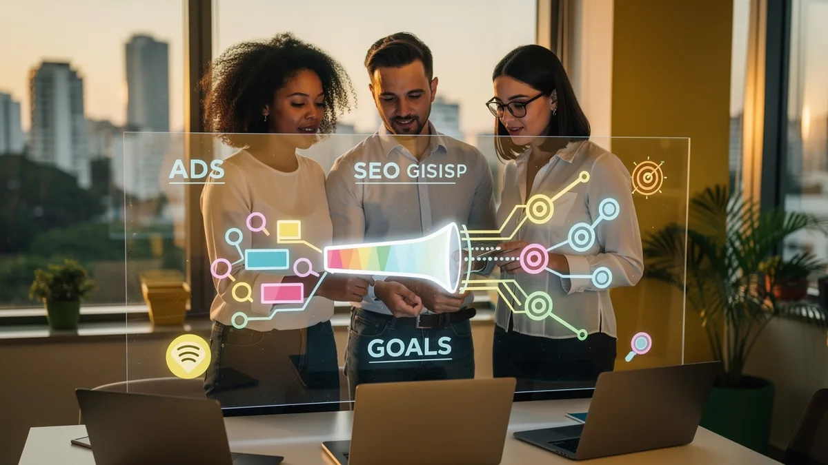 Unifique Ads, SEO e metas com um algoritmo estratégico de escala real