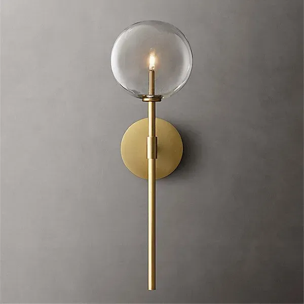 Arandela de Parede Minimalista Aço Inox e Vidro Preto Dourado 2
