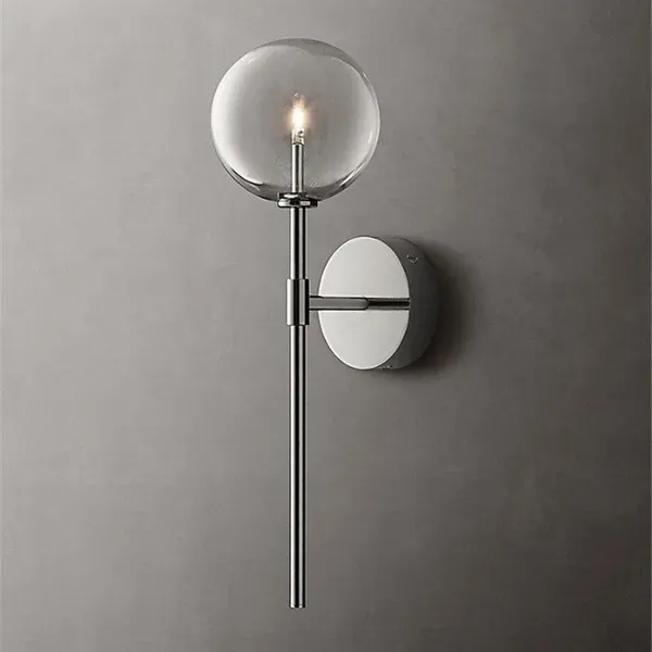 Arandela de Parede Minimalista Aço Inox e Vidro Preto Dourado 3