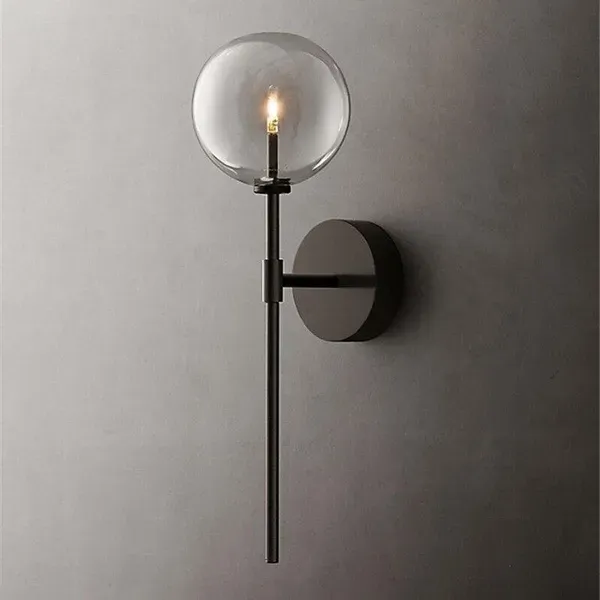Arandela de Parede Minimalista Aço Inox e Vidro Preto Dourado 4