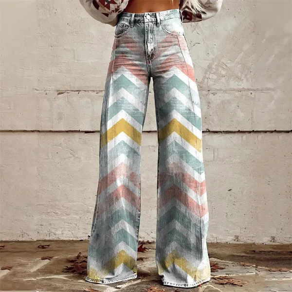 Zampa Printed High-Waist Flare Jeans front view