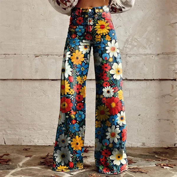 Zampa printed flare jeans back view