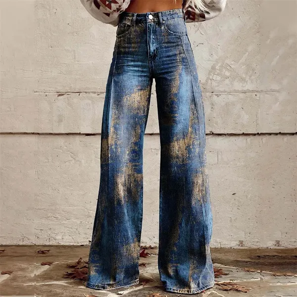 Zampa printed flare jeans full outfit styling