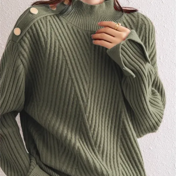Niko Sweater – ribbed texture and button detail close-up