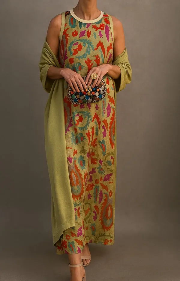 Ravenna Long Dress and Coat Matching Set – front view