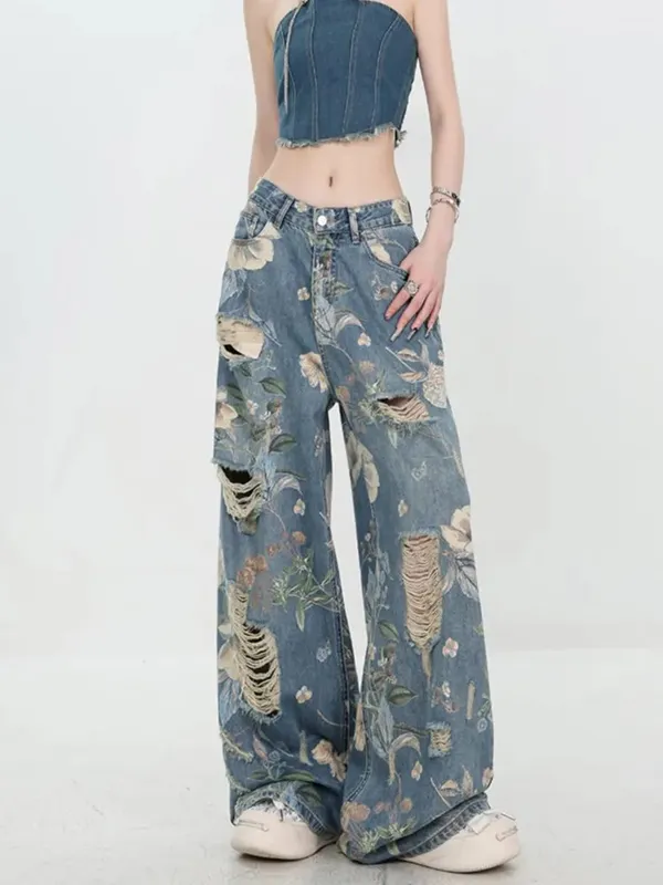 Fiona Floral Jeans – Side Profile