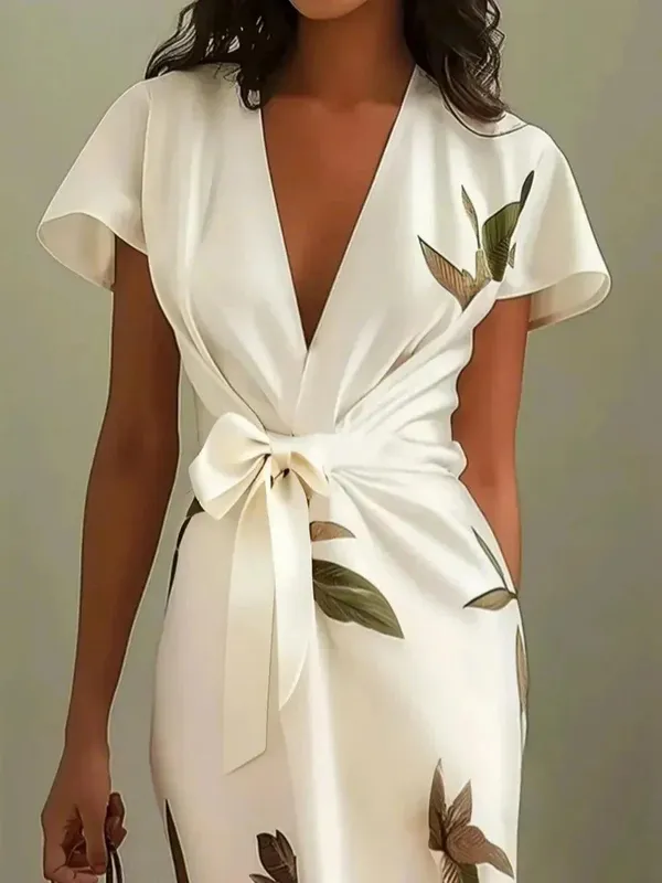 Callista Wrap Dress flowing fabric detail