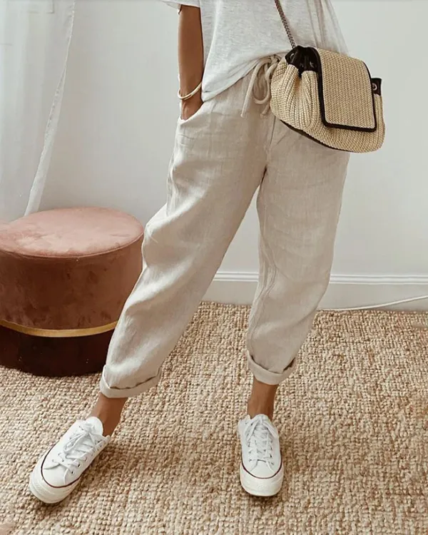Marina High-Waist Straight-Leg Pants front view