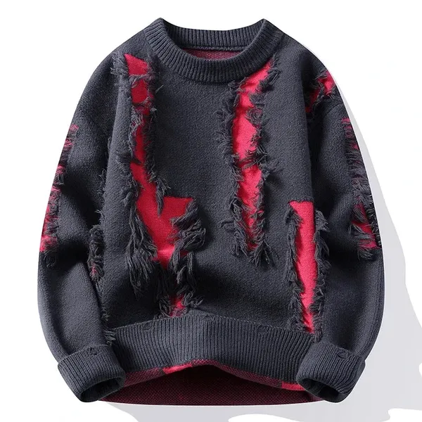 Clarc Sweater – front view showing frayed knit detail