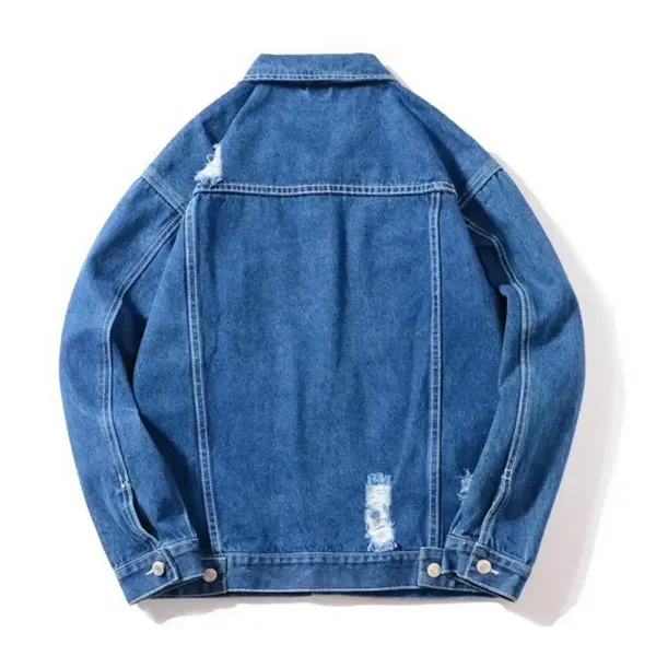 Drex Denim Jacket close-up distressed detail