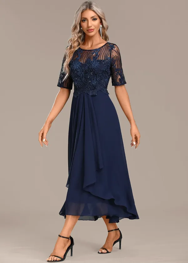 Adeline Navy Lace Dress - lace detail close-up