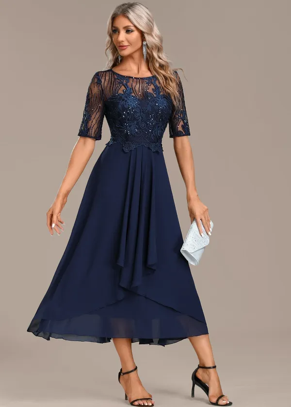 Adeline Navy Lace Dress - styled occasion look