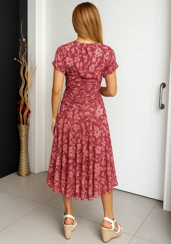 Valentina Off-Shoulder Floral Midi Dress full length detail