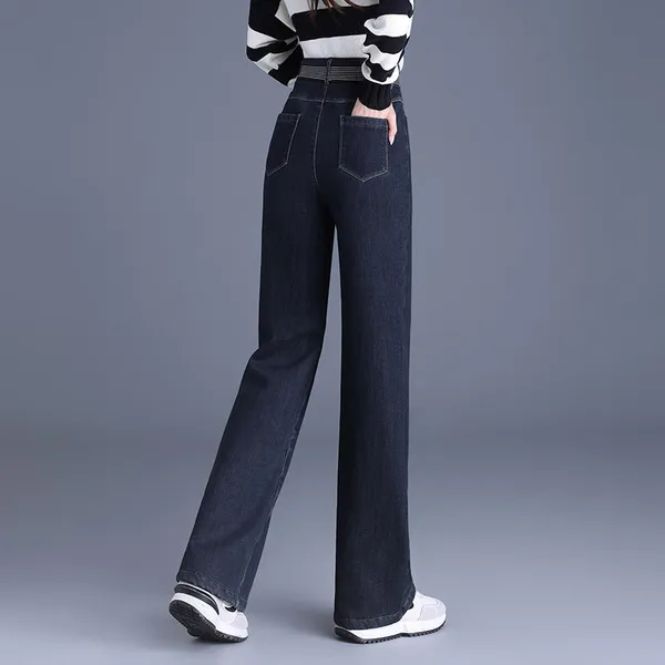 Meira Denim Pants side view – relaxed fit straight leg