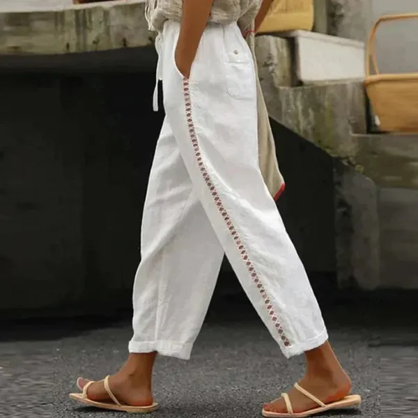 Nola High-Waist Tapered Linen Pants – front view