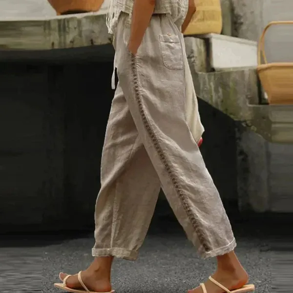 Nola Linen-Look Pants – full length silhouette