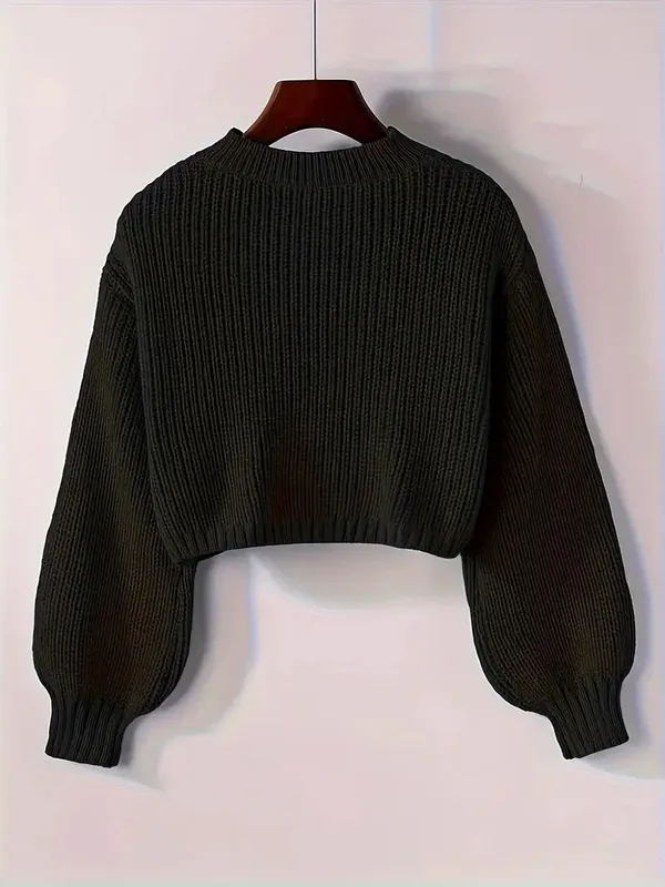 Viona Crop Sweater blouson sleeve detail