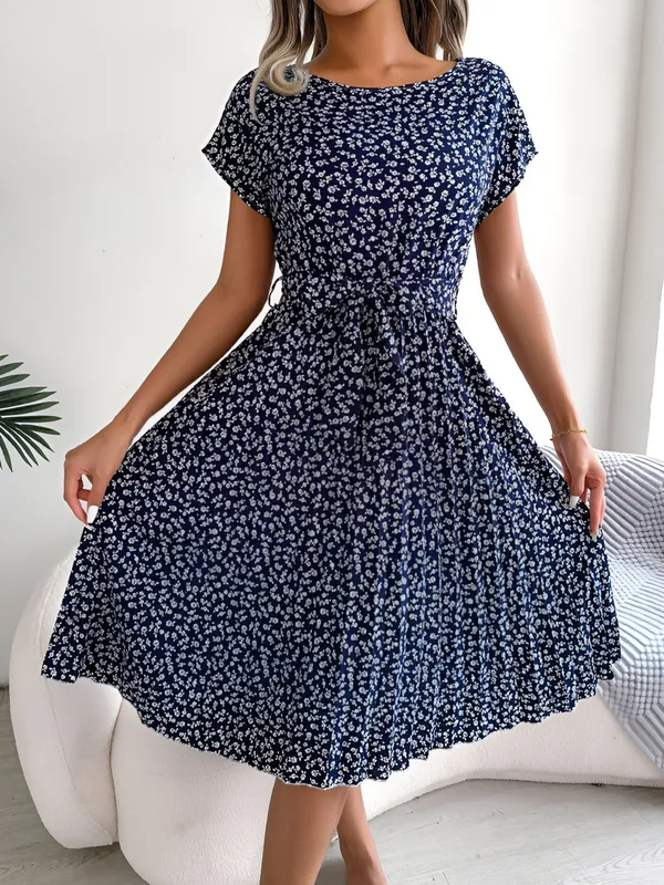 Roselyn Pleated Floral Dress detail close-up