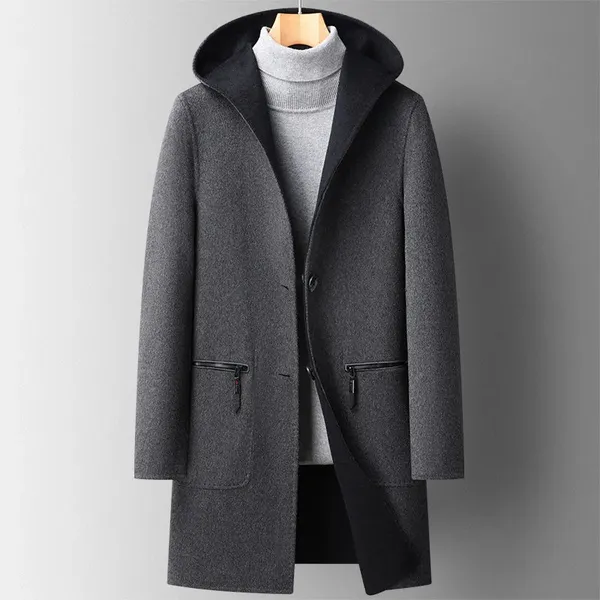 Wool Hooded Overcoat side profile