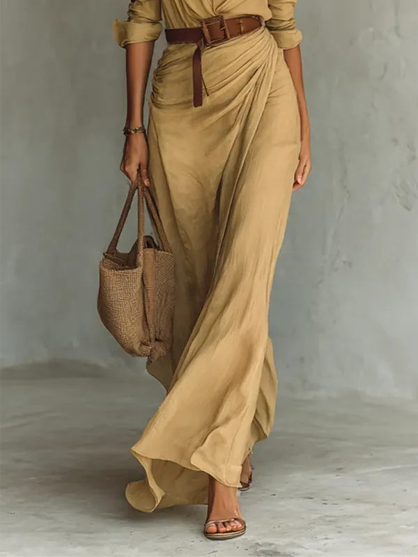 Savina Belted Maxi Dress – belted waist detail