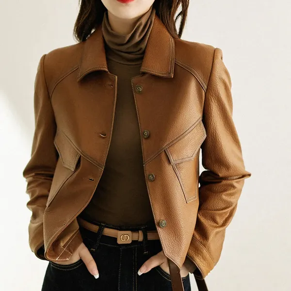 Romana Faux Leather Jacket front view