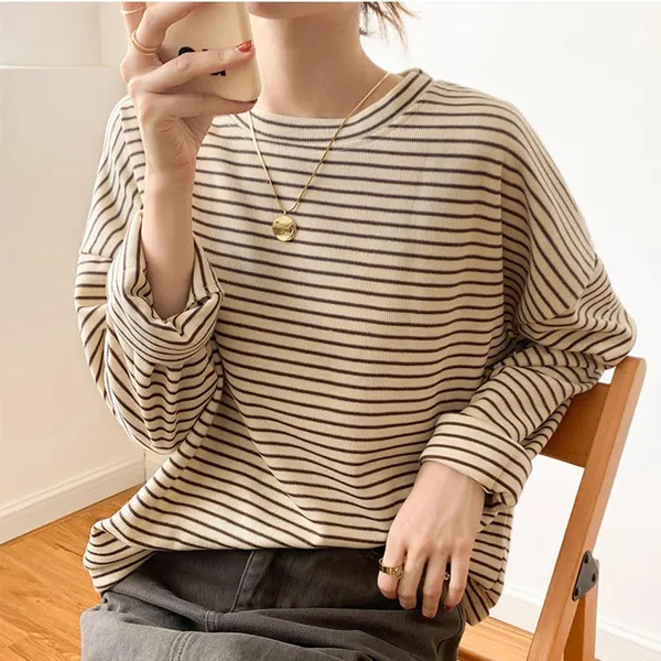 Rebecca Long-Sleeve Striped Cotton Shirt – front view