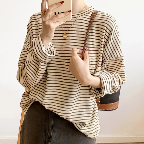 Rebecca striped shirt styled casually