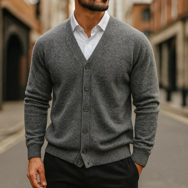 Caldura cardigan ribbed hem and cuff detail